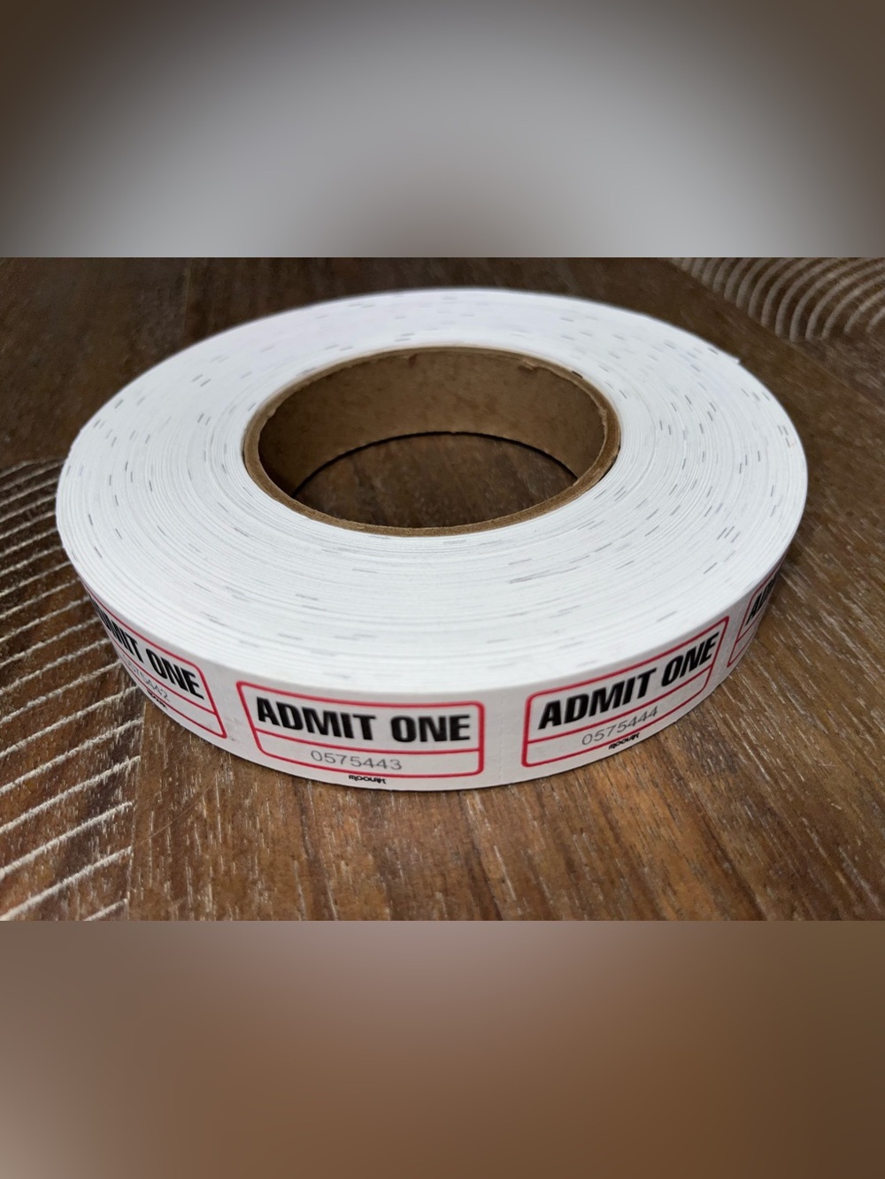 Single One Roll of Admit Tickets White Raffle Admission